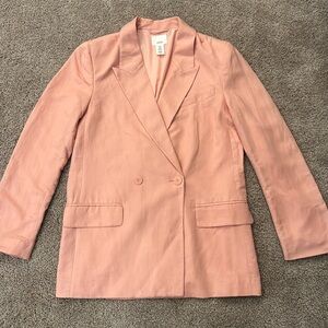 H&M Peach Pink Double-Breasted Blazer
